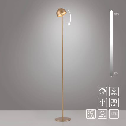Schöner Wohnen 19245-12 - LED stmievateľná dotyková nabíjateľná vonkajšia stojaca lampa BELLIS LED/2,5W/5V 2600 mAh IP54 zlatá