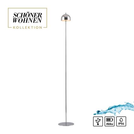 Schöner Wohnen 19245-17 - LED stmievateľná dotyková nabíjacia vonkajšia stojacia lampa BELLIS, LED 2,5 W / 5 V, 2600 mAh, IP54, lesklý chróm