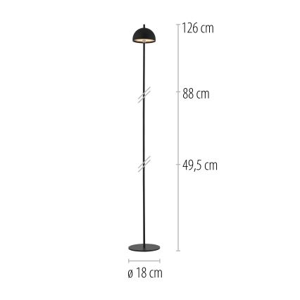 Schöner Wohnen 19245-18 - LED stmievateľná dotyková dobíjateľná vonkajšia stojacia lampa BELLIS LED/2,5W/5V 2600 mAh IP54 čierna