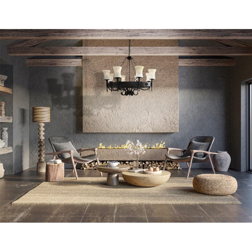 Searchlight - Závesný luster na reťazi CARTWHEEL 8xE27/60W/230V čierny