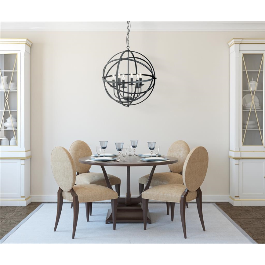 Searchlight - Luster na reťazi ORBIT 6xE14/60W/230V čierna