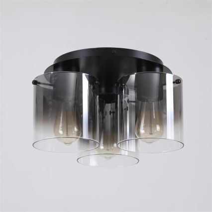 Searchlight - Stropné svietidlo SWEDEN 3xE27/60W/230V pr. 39 cm čierna/dymová