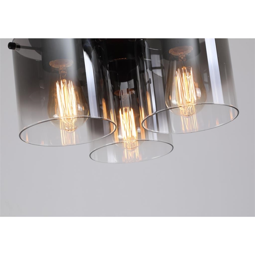 Searchlight - Stropné svietidlo SWEDEN 3xE27/60W/230V pr. 39 cm čierna/dymová