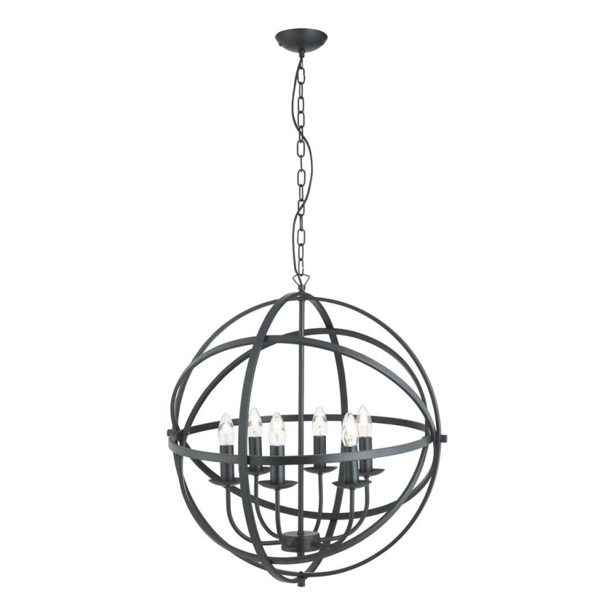 Searchlight - Luster na reťazi ORBIT 6xE14/60W/230V čierna