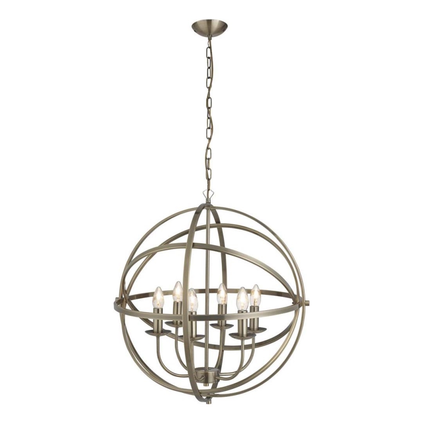 Searchlight - Luster na reťazi ORBIT 6xE14/60W/230V mosadz