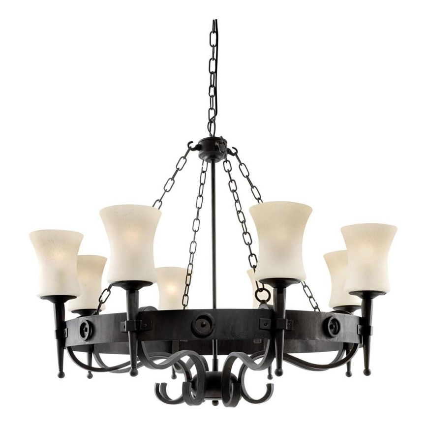 Searchlight - Závesný luster na reťazi CARTWHEEL 8xE27/60W/230V čierny