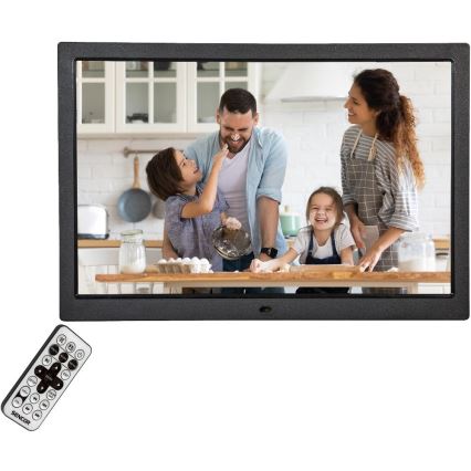 Sencor - Digitálny fotorámik 15,4 s reproduktorom 230V čierny + diaľkové ovládanie