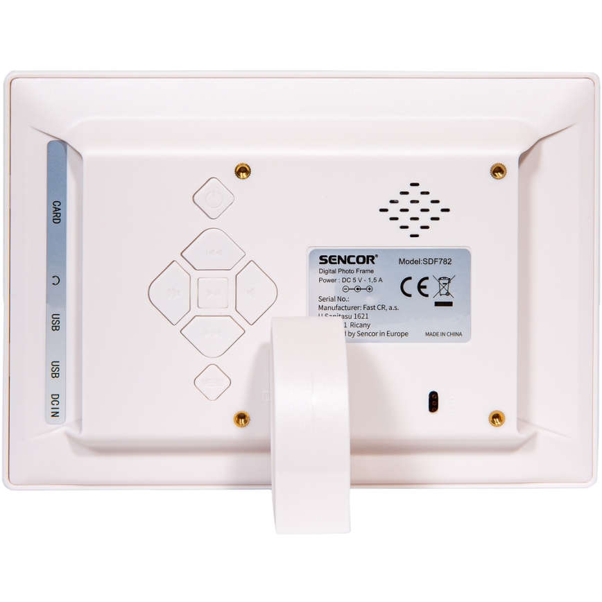 Sencor - Digitálny fotorámik 7 s reproduktorom 230V, biely + diaľkové ovládanie