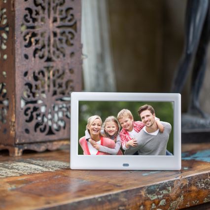 Sencor - Digitálny fotorámik 7 s reproduktorom 230V, biely + diaľkové ovládanie