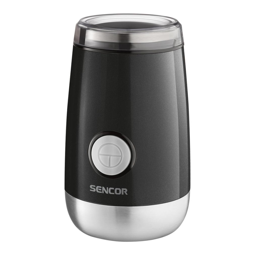 Sencor - Elektrický mlynček na zrnkovú kávu 60 g 150W/230V čierna/matný chróm