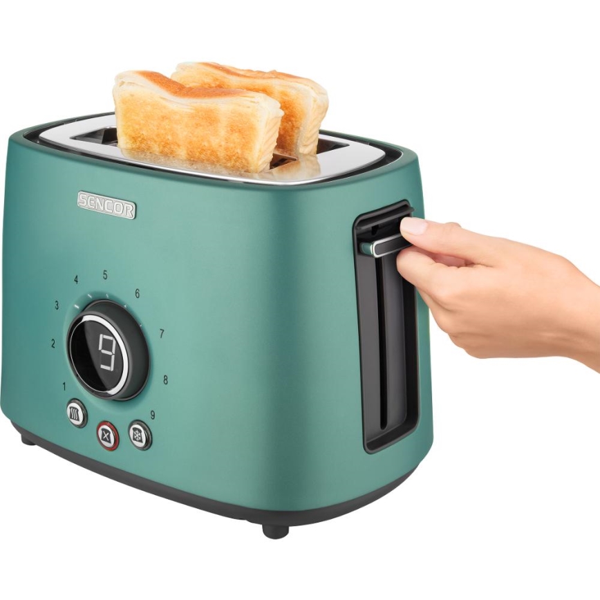 Sencor - Hriankovač s dvoma otvormi a roštom na opekanie 1000W/230V mintový
