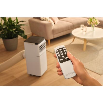 Sencor - Inteligentná mobilná klimatizácia 3 v 1 vrátane kompletného príslušenstva 1020 W/230 V 10 000 BTU Wi‑Fi, biela, s diaľkovým ovládaním