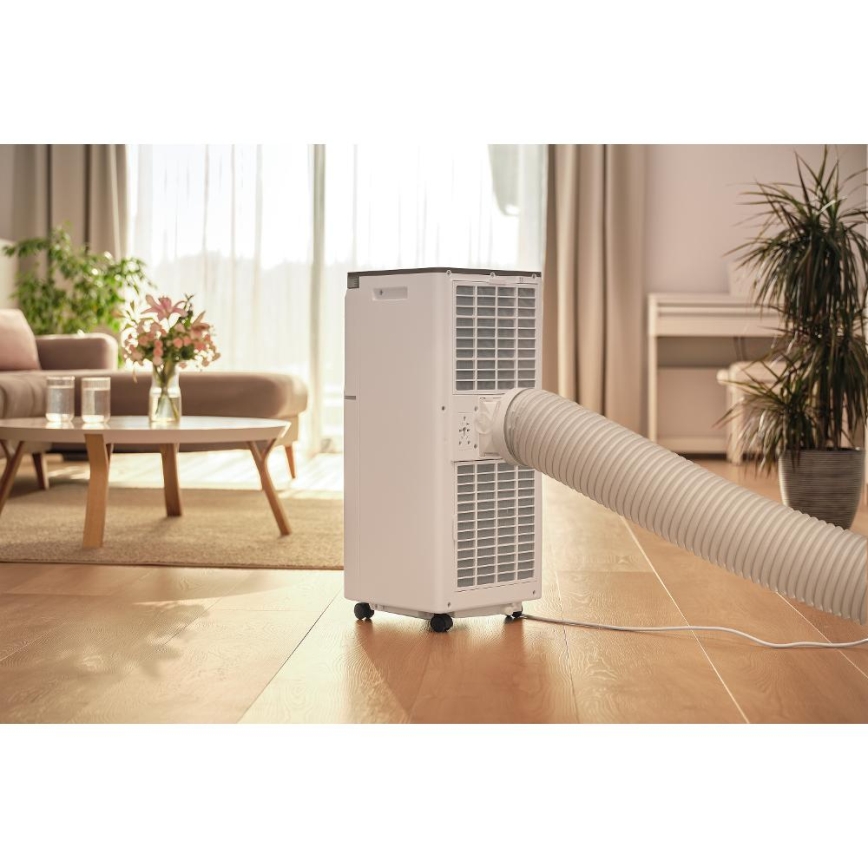 Sencor - Inteligentná mobilná klimatizácia 3 v 1 vrátane kompletného príslušenstva 760W/230V 7000 BTU Wi‑Fi biela + diaľkové ovládanie