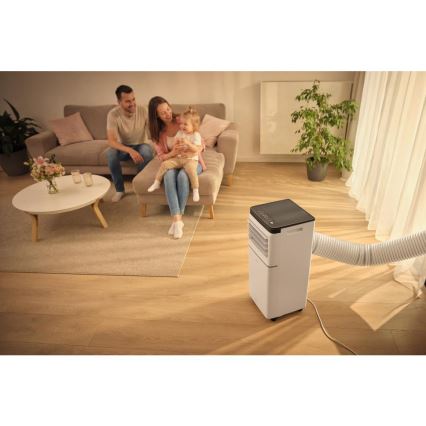 Sencor - Inteligentná mobilná klimatizácia 3 v 1 vrátane kompletného príslušenstva 760W/230V 7000 BTU Wi‑Fi biela + diaľkové ovládanie