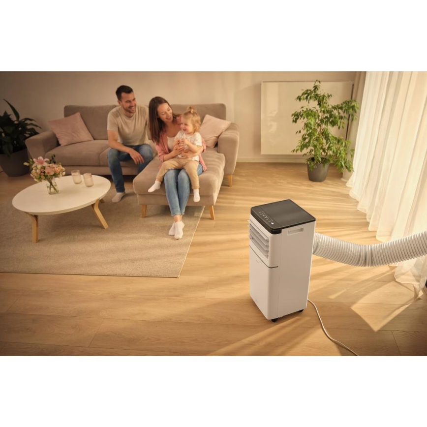 Sencor - Inteligentná mobilná klimatizácia 3 v 1 vrátane kompletného príslušenstva 760W/230V 7000 BTU Wi‑Fi biela + diaľkové ovládanie