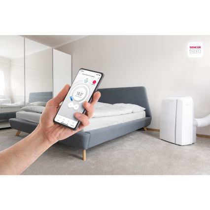 Sencor - Inteligentná mobilná klimatizácia 3v1 vrátane kompletného príslušenstva 1450W/230V 12000 BTU Wi-Fi biela + diaľkové ovládanie