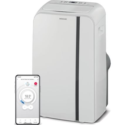 Sencor - Inteligentná mobilná klimatizácia 3v1 vrátane kompletného príslušenstva 1450W/230V 12000 BTU Wi-Fi biela + diaľkové ovládanie