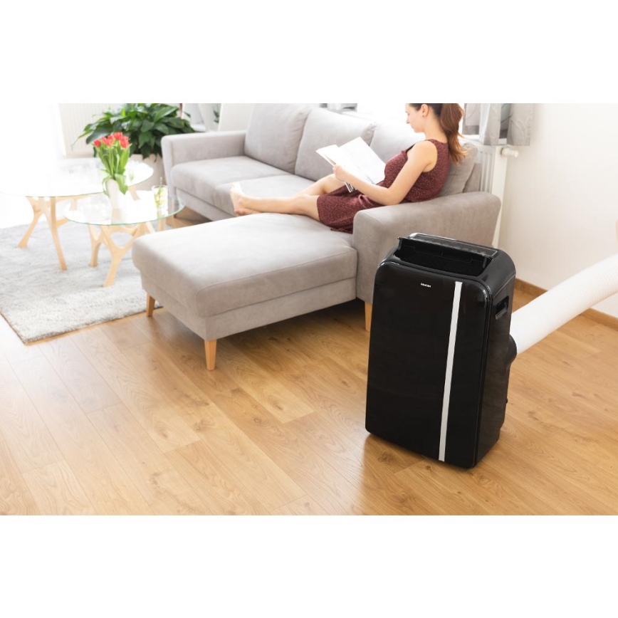 Sencor - Inteligentná mobilná klimatizácia 3v1 vrátane kompletného príslušenstva 1450W/230V 12000 BTU Wi-Fi čierna + diaľkové ovládanie