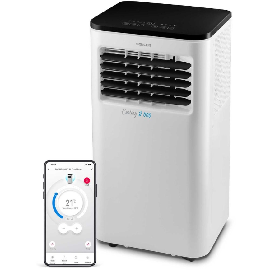 Sencor - Inteligentná mobilná klimatizácia 3v1 vrátane kompletného príslušenstva 805W/230V 8000 BTU Wi-Fi + diaľkové ovládanie