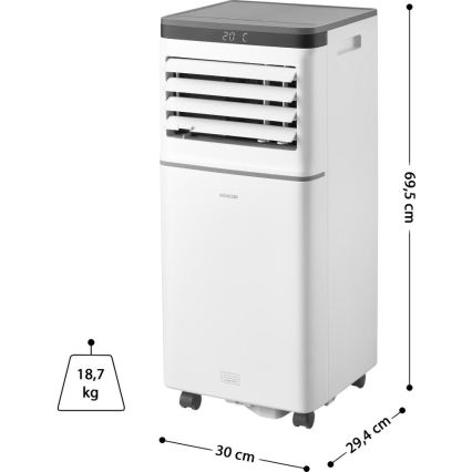 Sencor - Inteligentná mobilná klimatizácia 3v1 vrátane kompletného príslušenstva 815W/230V 8000 BTU Wi-Fi biela + diaľkové ovládanie