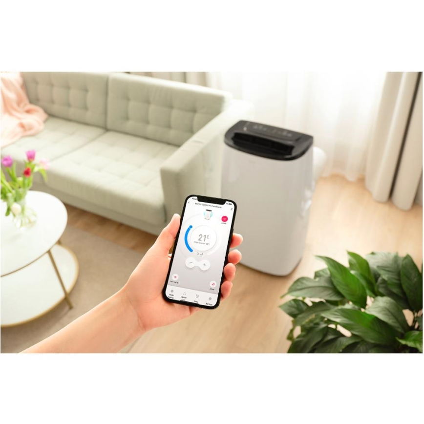 Sencor - Inteligentná mobilná klimatizácia 4 v 1 vrátane kompletného príslušenstva 1700 W/230 V 12 000 BTU Wi-Fi biela + diaľkové ovládanie