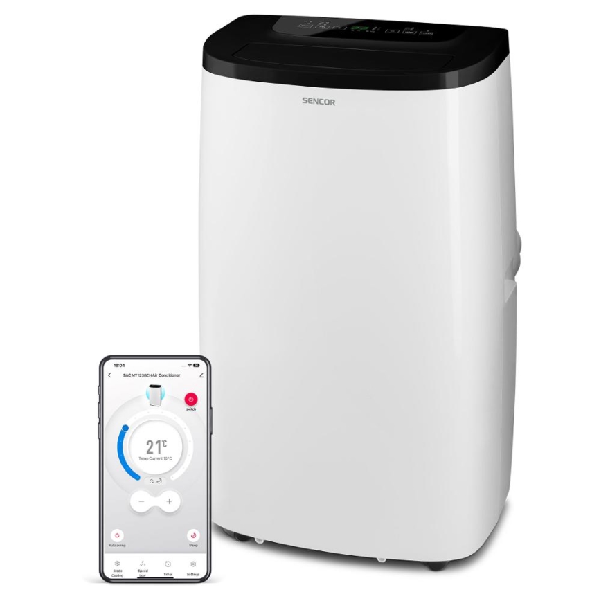 Sencor - Inteligentná mobilná klimatizácia 4 v 1 vrátane kompletného príslušenstva 1700 W/230 V 12 000 BTU Wi-Fi biela + diaľkové ovládanie