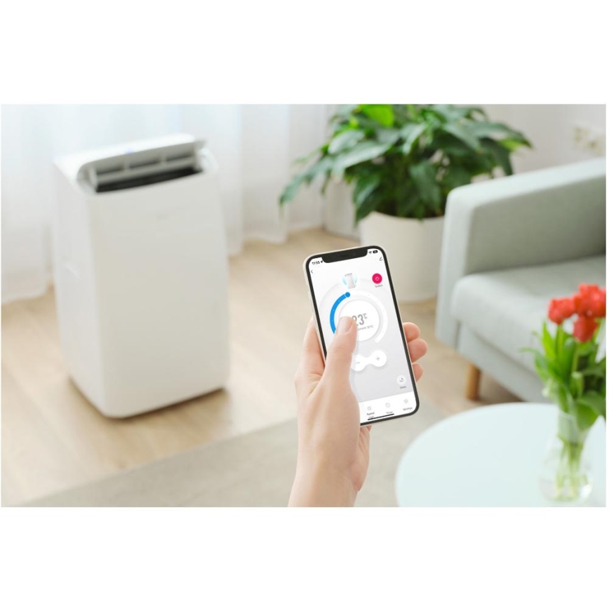 Sencor - Inteligentná prenosná klimatizácia 5 v 1 vrátane kompletného príslušenstva 733W/230V 9000 BTU Wi-Fi biela + diaľkové ovládanie