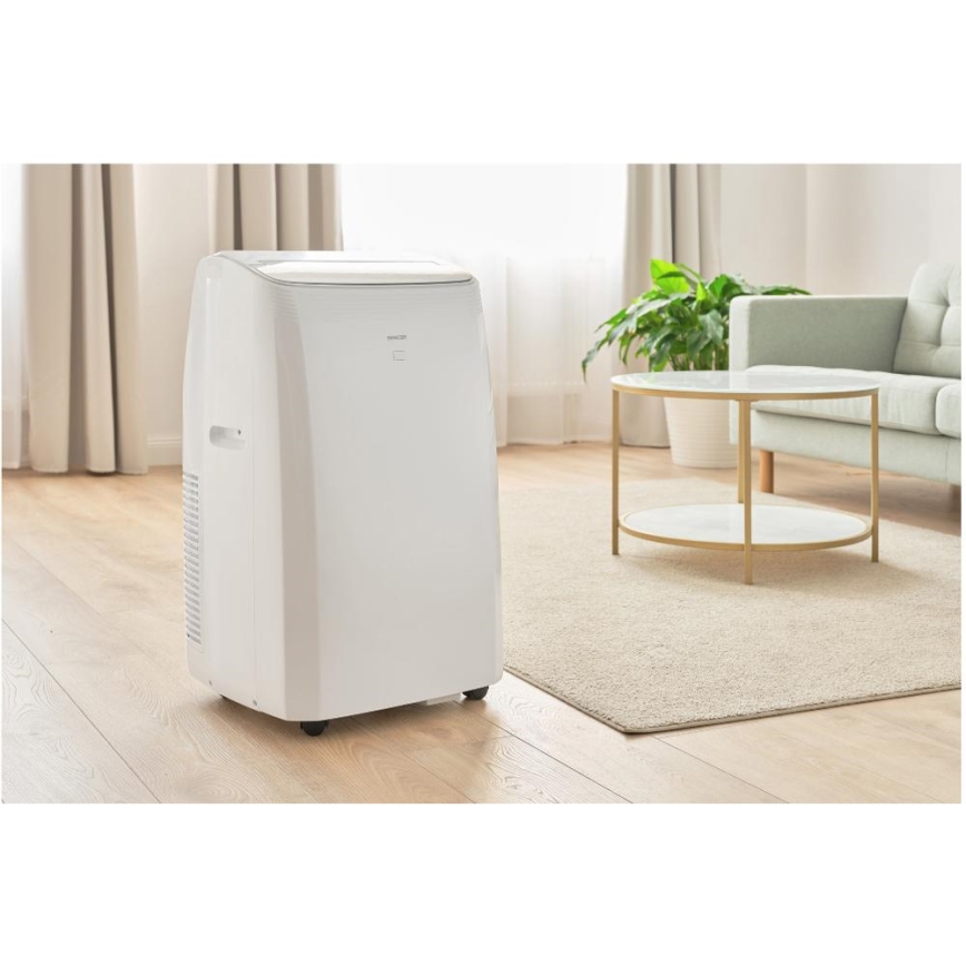 Sencor - Inteligentná prenosná klimatizácia 5 v 1 vrátane kompletného príslušenstva 733W/230V 9000 BTU Wi-Fi biela + diaľkové ovládanie