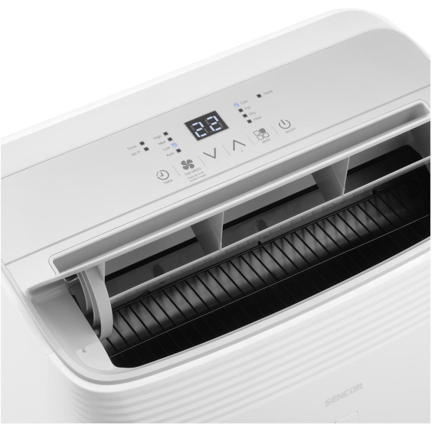 Sencor - Inteligentná prenosná klimatizácia 5 v 1 vrátane kompletného príslušenstva 733W/230V 9000 BTU Wi-Fi biela + diaľkové ovládanie
