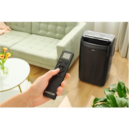Sencor - Inteligentná mobilná klimatizácia vrátane kompletného príslušenstva 900W/230V 9000 BTU Wi-Fi čierna + diaľkové ovládanie