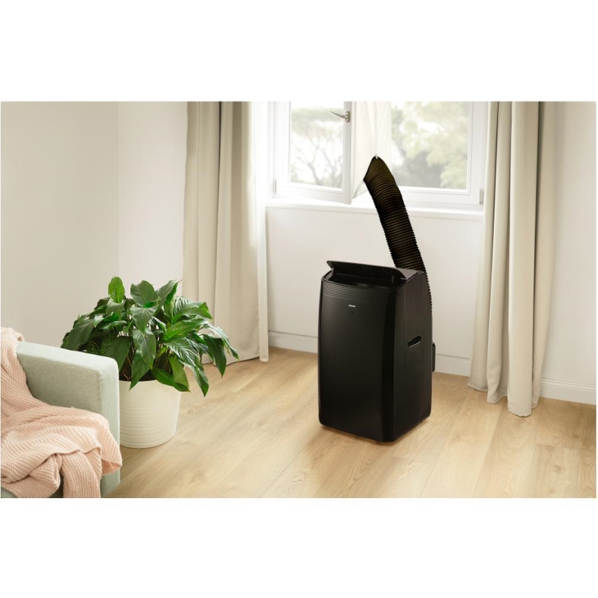 Sencor - Inteligentná mobilná klimatizácia vrátane kompletného príslušenstva 900W/230V 9000 BTU Wi-Fi čierna + diaľkové ovládanie