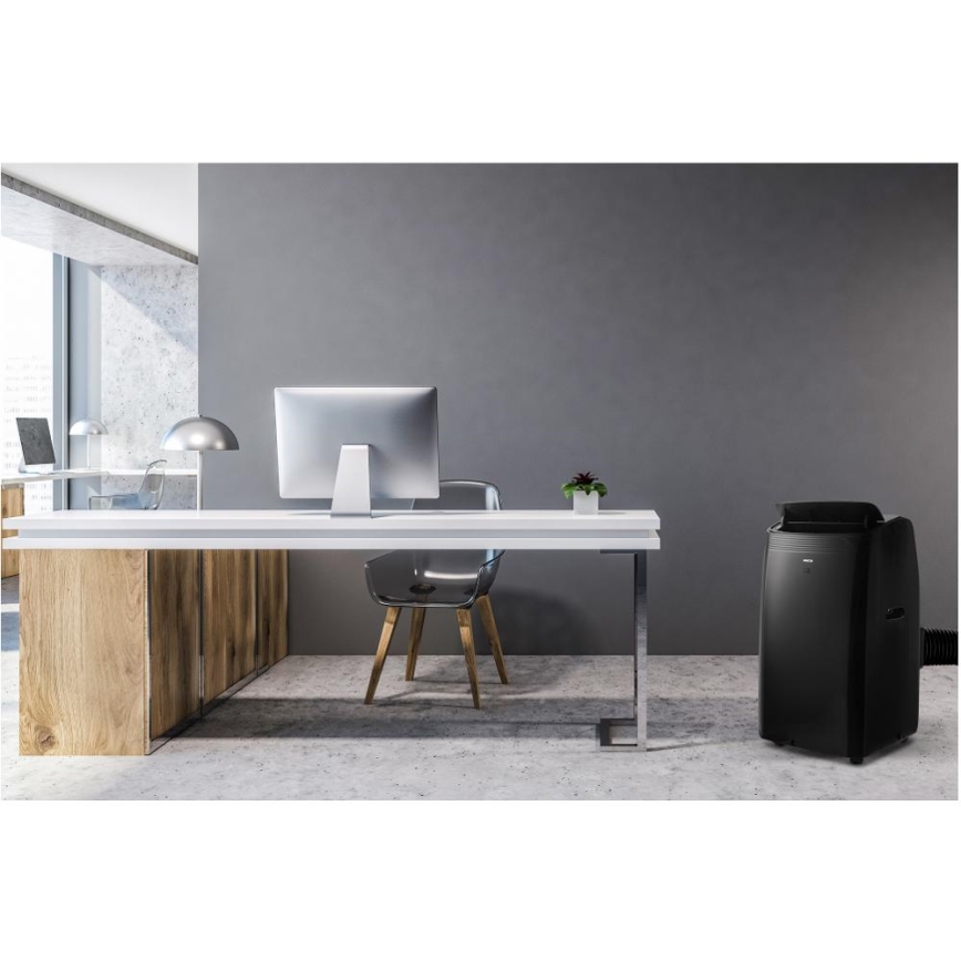 Sencor - Inteligentná mobilná klimatizácia vrátane kompletného príslušenstva 900W/230V 9000 BTU Wi-Fi čierna + diaľkové ovládanie