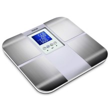 Sencor - Inteligentná osobná fitness váha s LCD displejom 2xCR2032 nerez/biela