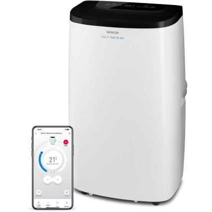 Sencor - Inteligentná mobilná klimatizácia 4 v 1 vrátane kompletného príslušenstva 1750 W/230 V 18 000 BTU Wi-Fi biela + diaľkové ovládanie