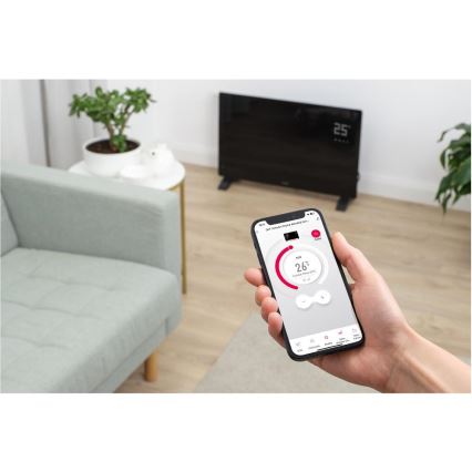 Sencor - Inteligentný elektrický priamotop/konvektor 2000W/230V IP24 Wi-Fi čierna + diaľkové ovládanie