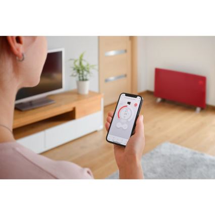 Sencor - Inteligentný elektrický priamy ohrievač/konvektor 1200/2400 W, 230 V, IP24, Wi‑Fi, červený