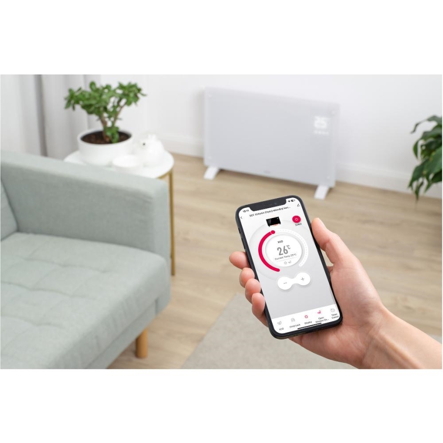 Sencor - Inteligentný elektrický priamotop/konvektor 2000W/230V IP24 Wi-Fi biela + diaľkové ovládanie