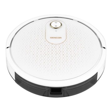 Sencor - Inteligentný robotický vysávač s mopom 2v1 28W/2600 mAh Wi-Fi biela + diaľkové ovládanie