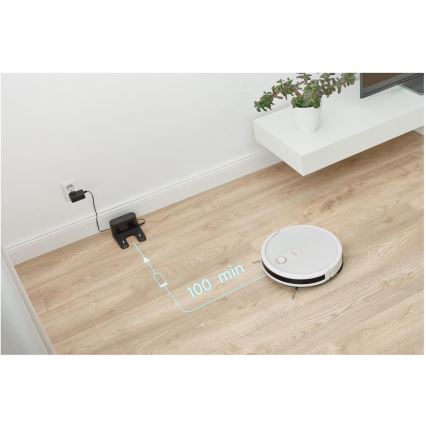 Sencor - Inteligentný robotický vysávač s mopom 2v1 28W/2600 mAh Wi-Fi biela + diaľkové ovládanie