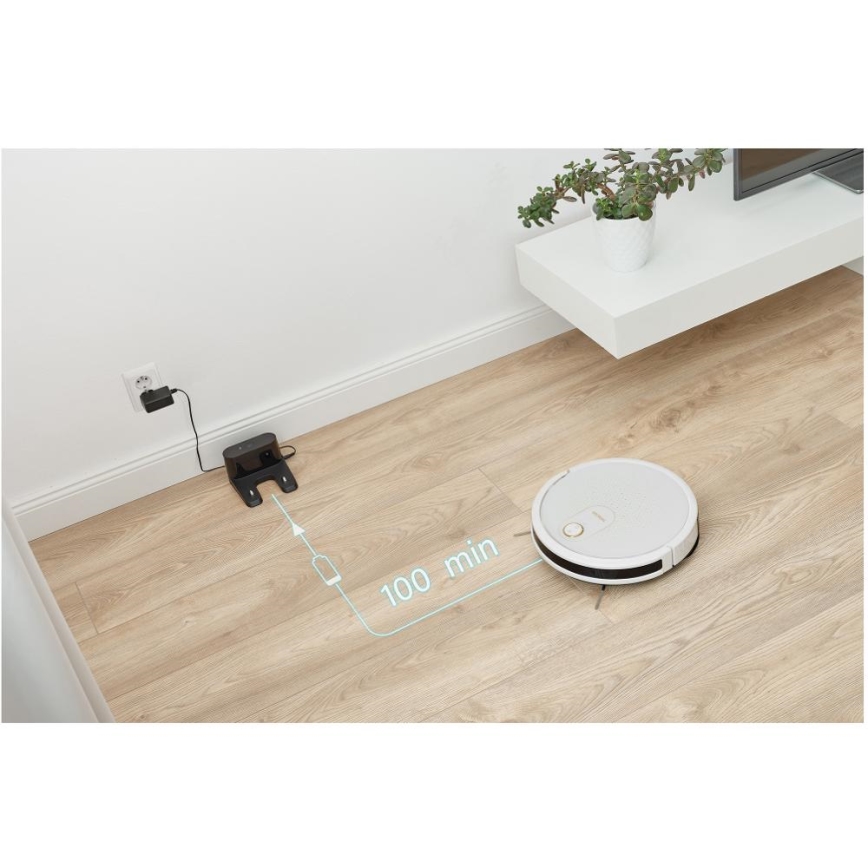 Sencor - Inteligentný robotický vysávač s mopom 2v1 28W/2600 mAh Wi-Fi biela + diaľkové ovládanie