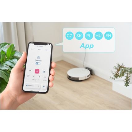 Sencor - Inteligentný robotický vysávač s mopom 2v1 28W/2600 mAh Wi-Fi biela + diaľkové ovládanie