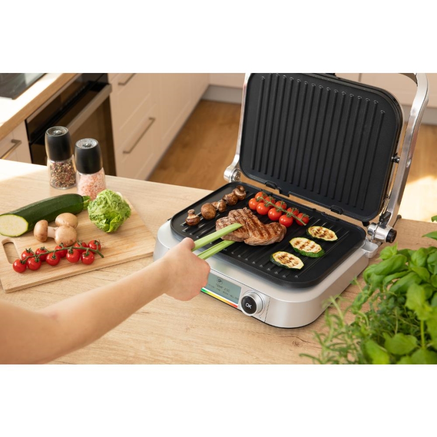 Sencor - Kontaktný gril 2100W/230V matný chróm