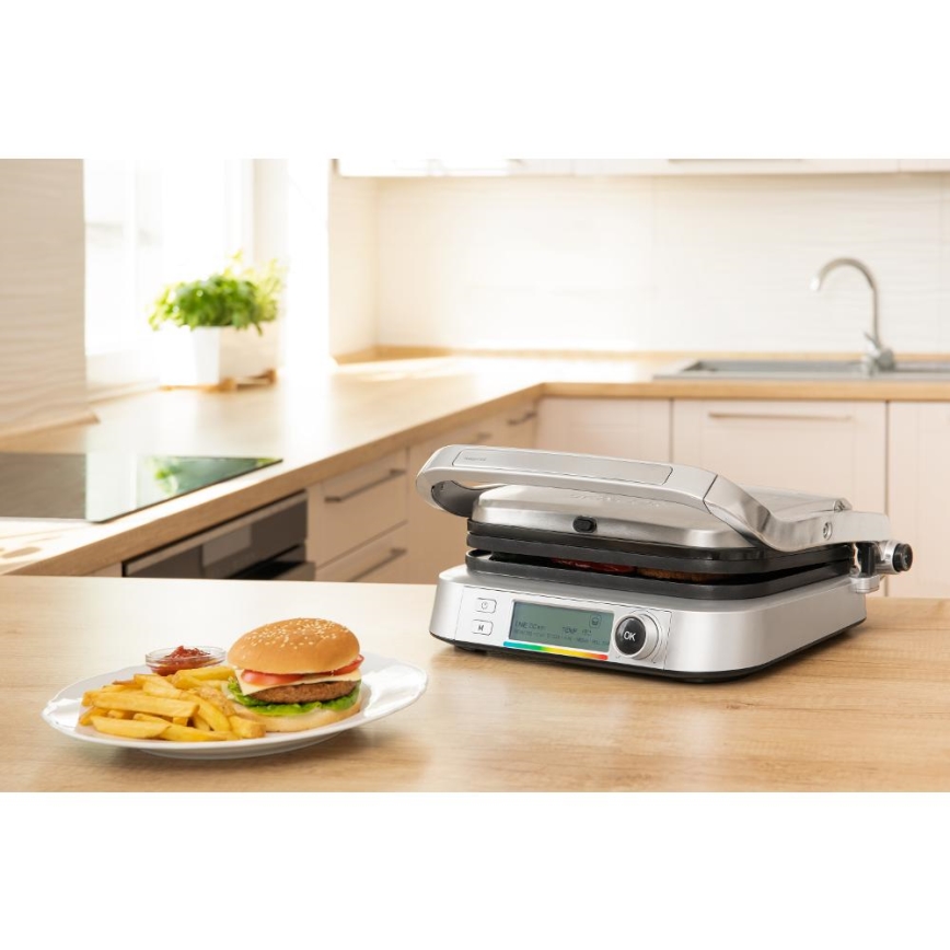 Sencor - Kontaktný gril 2100W/230V matný chróm