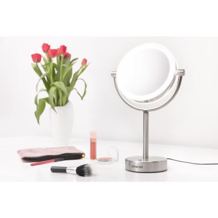 Sencor - Kozmetické zrkadielko s LED podsvietením LED/5W/230V nerez