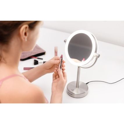 Sencor - Kozmetické zrkadielko s LED podsvietením LED/5W/230V nerez