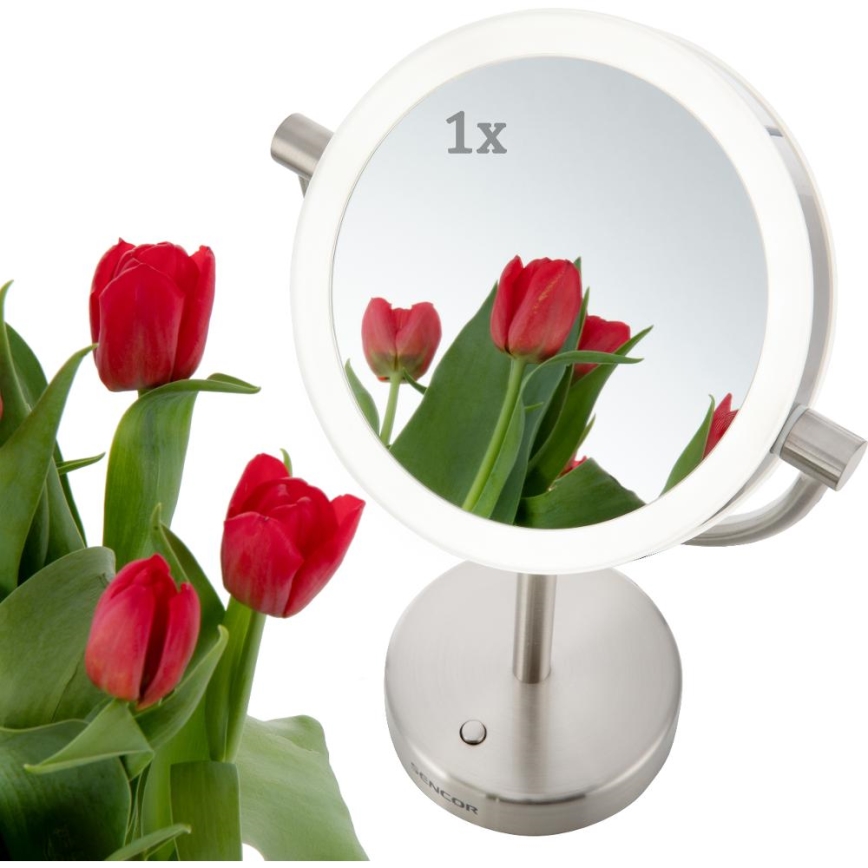 Sencor - Kozmetické zrkadielko s LED podsvietením LED/5W/230V nerez