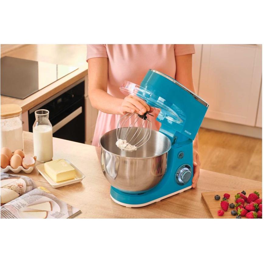 Sencor - Kuchynský robot s nerezovou miskou 1300W/230V tyrkysový