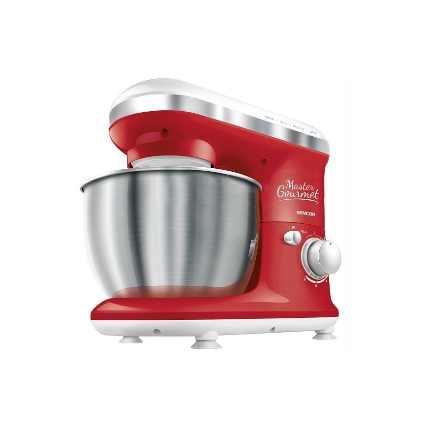Sencor - Kuchynský robot s nerezovou misou 600W/230V červená