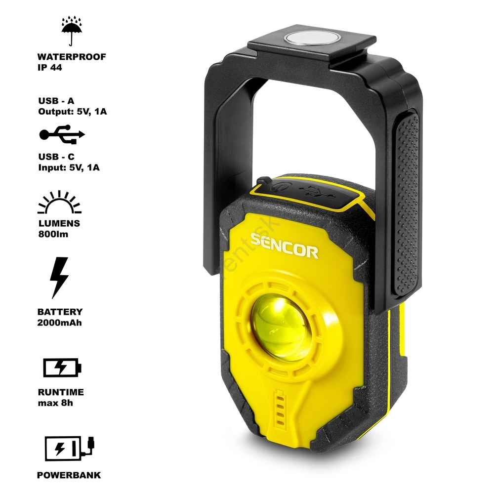 Sencor - LED Baterka s powerbankou LED/10W/2000 mAh IP44 | rent.sk
