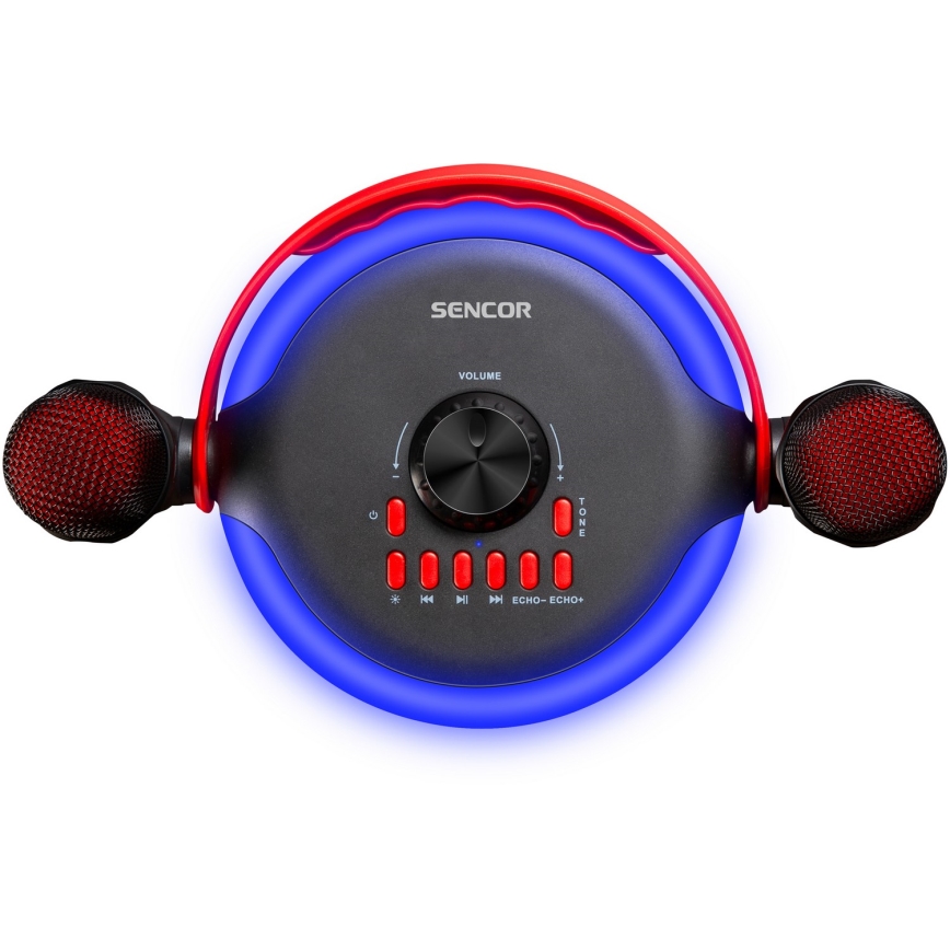 Sencor - LED Reproduktor s bezdrôtovými mikrofónmi 4000 mAh + 2x 1200 mAh